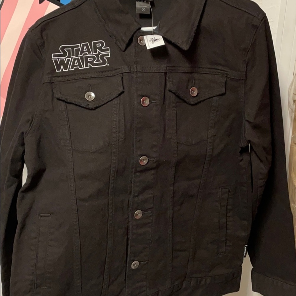 Star Wars Luke Leia Darth black denim jacket Size M - Picture 7 of 16